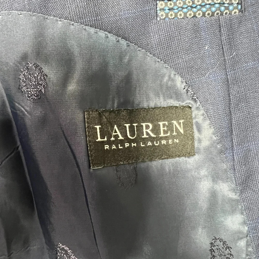 Lauren Ralph Lauren Blue Plaid Blazer Mens 50R Suit Jacket Stretch Sport Coat